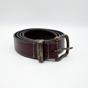 Carhartt Brown Italian Leather Belt Carhartt Logo Brass Buckle 2200 Size 52